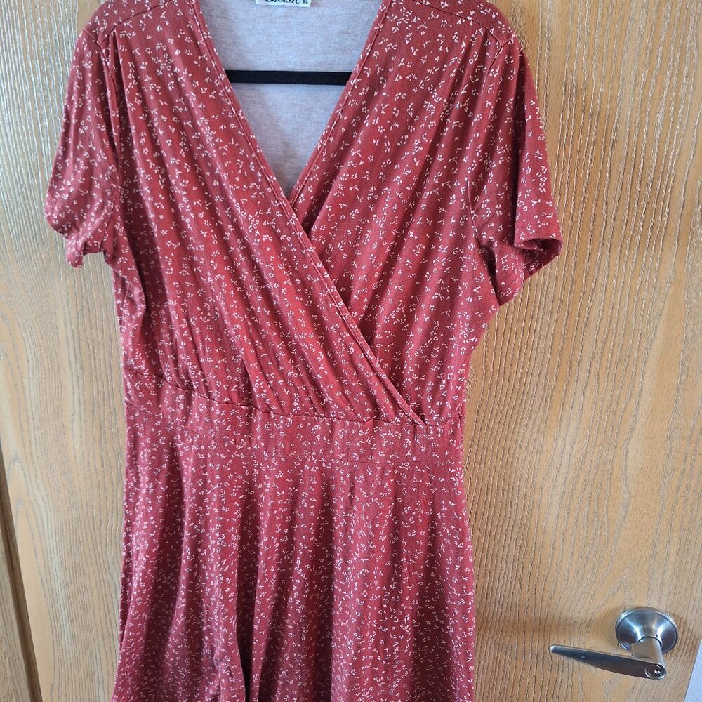 MSBasic Red Wrap Dress VGUC